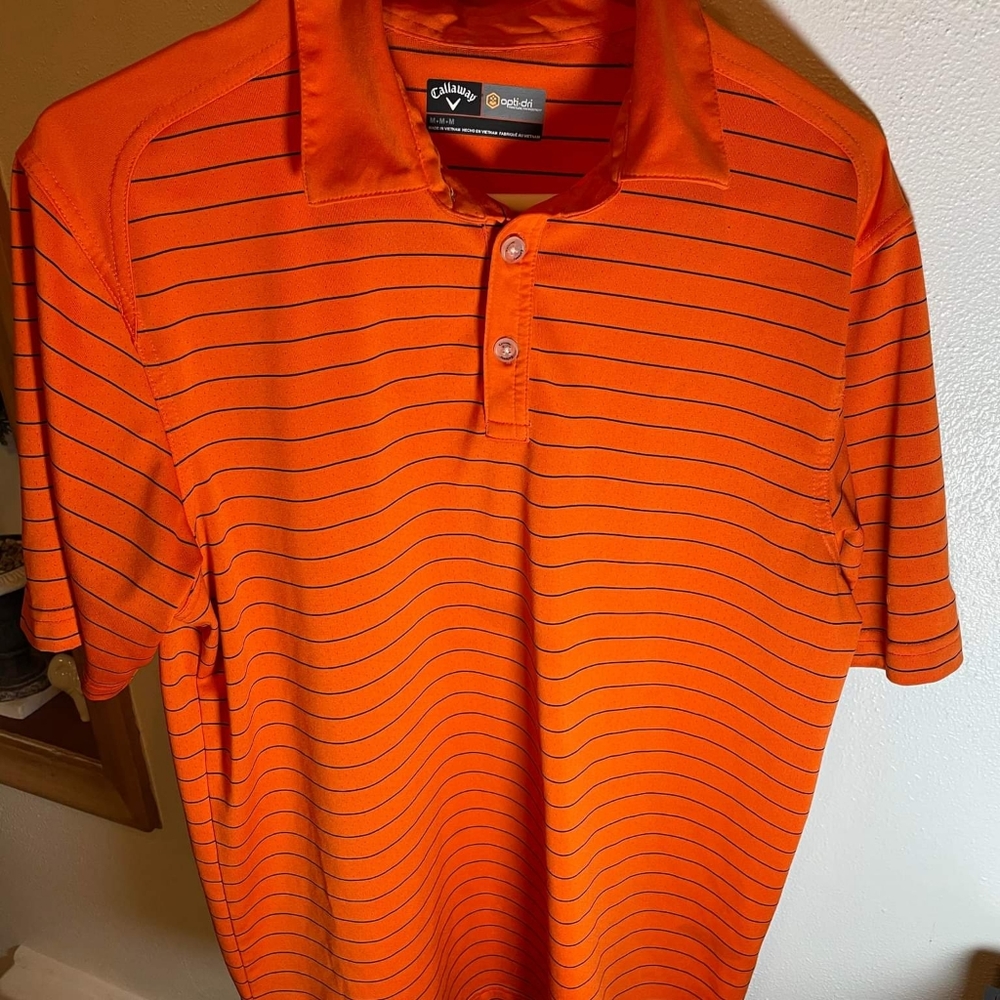 Callaway Mens Short Sleeve Golf Shirt Polo Opti-Dri Orange - M